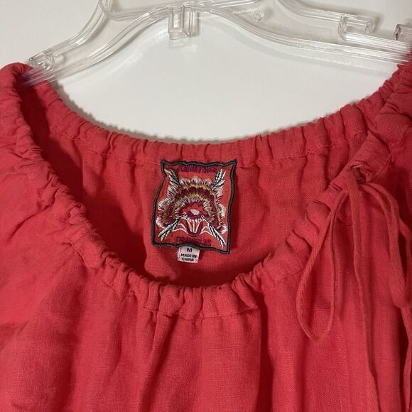 Johnny Was Maisie Coral orange embroidered floral top size medium - Picture 4 of 7